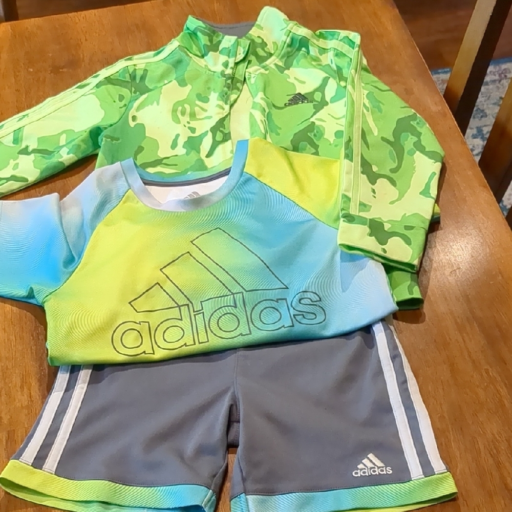 Adidas Green and Blue Rashguard Swim Set